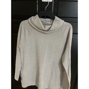 Purejill Roll Neck Sweater Size M Tan Heather Pockets Tunic Soft Touch